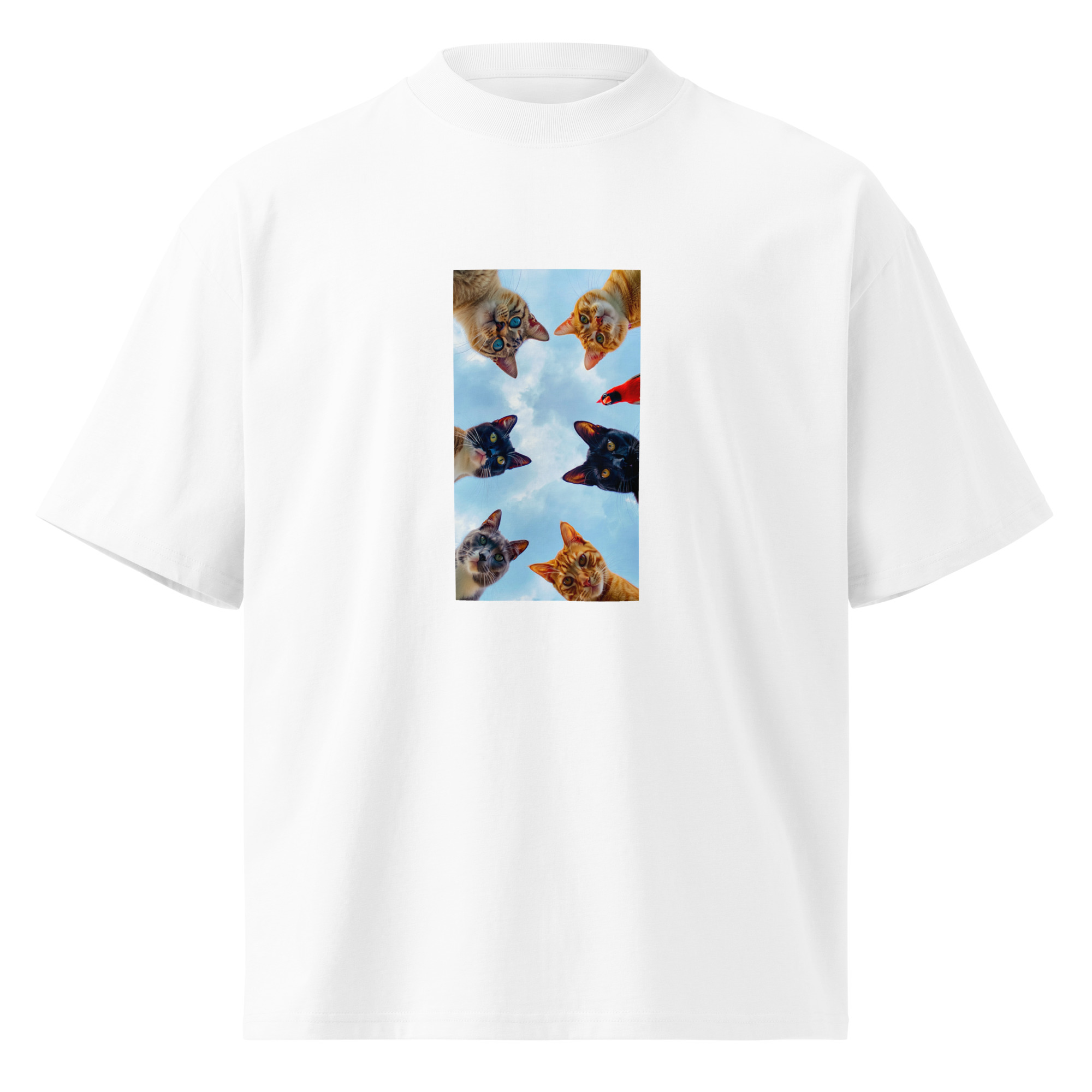 Unisex organic oversized high neck t-shirt